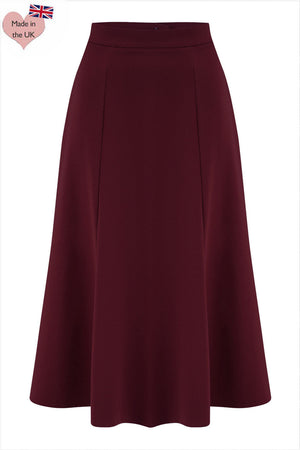 Burgundy Vintage Inspired Below Knee Length Crepe Skirt  | 1930s and 40s Style | Weekend Doll  