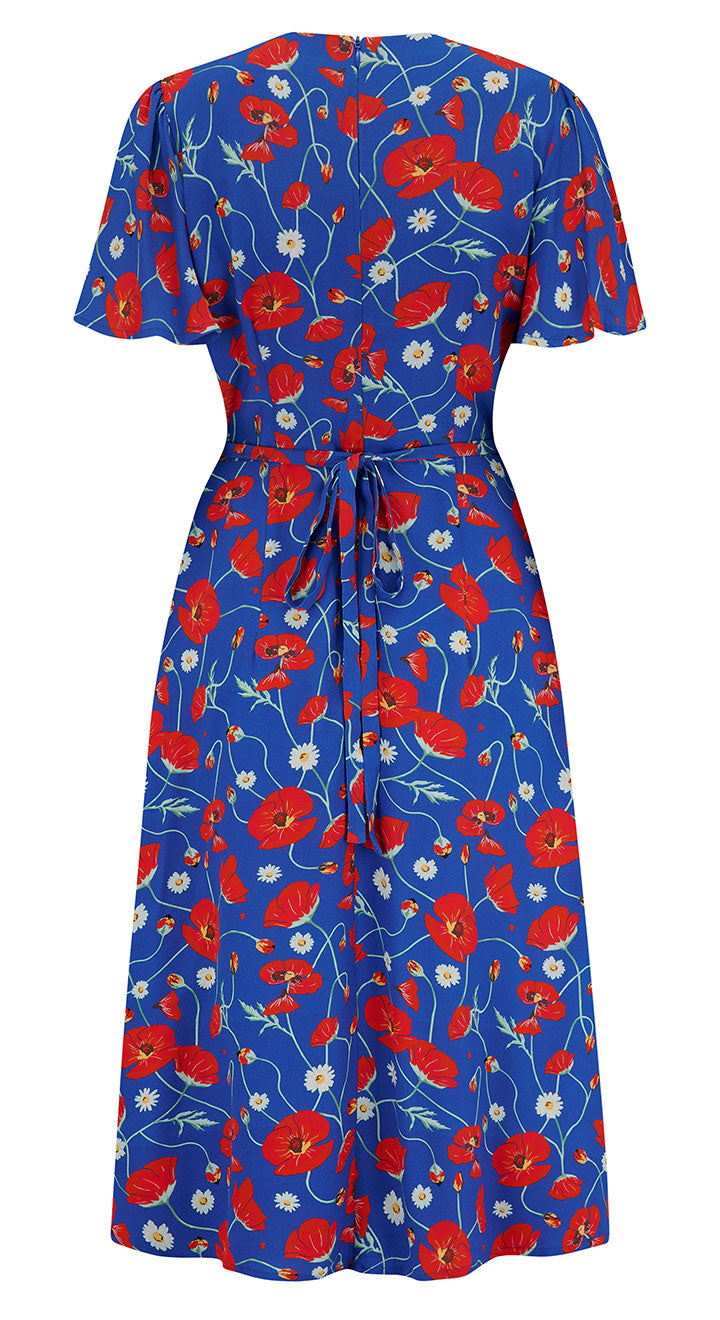 Vintage Inspired Poppy Print Knee Length Tea Dress | 1930s & 1940s Style | Weekend Doll 