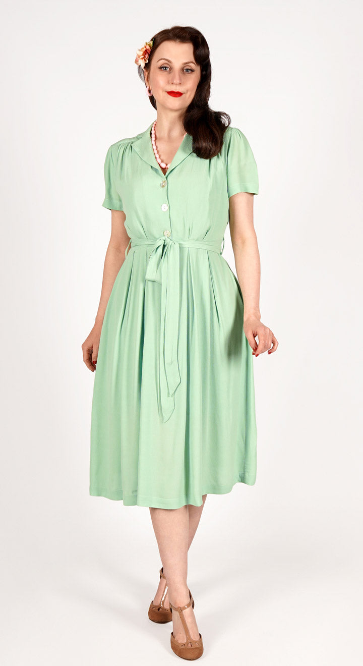 Katherine Sustainable Vintage Inspired Shirt Dress in Mint Green  | 1940s & 1950s Style | Weekend Doll 