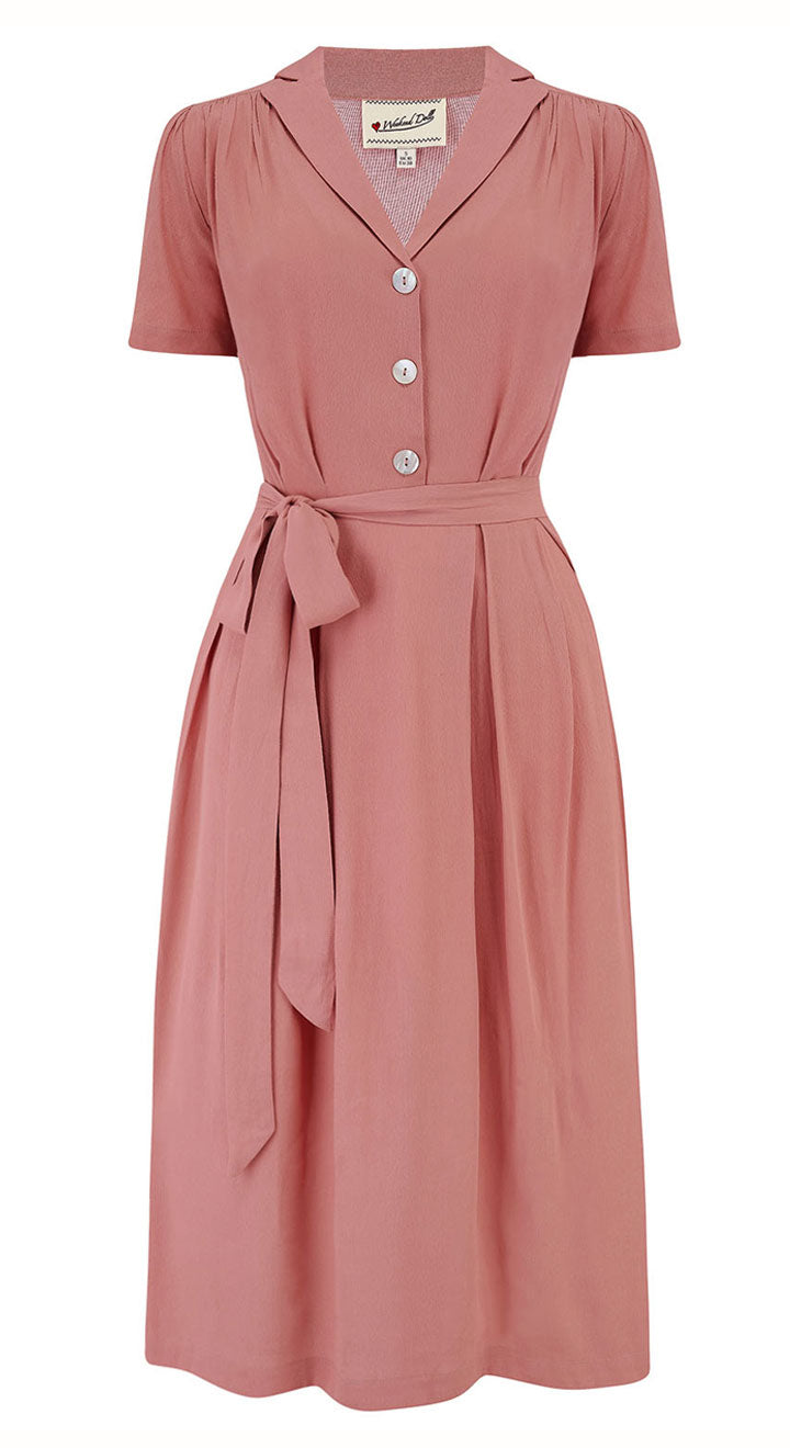 Katherine Sustainable Vintage Inspired Shirt Dress in Rose  | 1940s & 1950s Style | Weekend Doll 