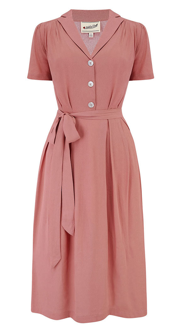 Katherine Sustainable Vintage Inspired Shirt Dress in Rose  | 1940s & 1950s Style | Weekend Doll 