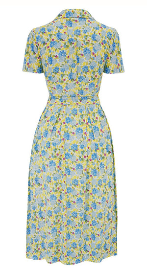 Sustainable Vintage Inspired Shirt Dress in Yellow Floral Print  | 1940s & 1950s Style | Weekend Doll