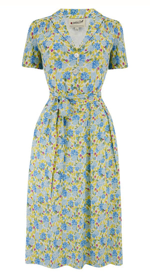 Sustainable Vintage Inspired Shirt Dress in Yellow Floral Print  | 1940s & 1950s Style | Weekend Doll