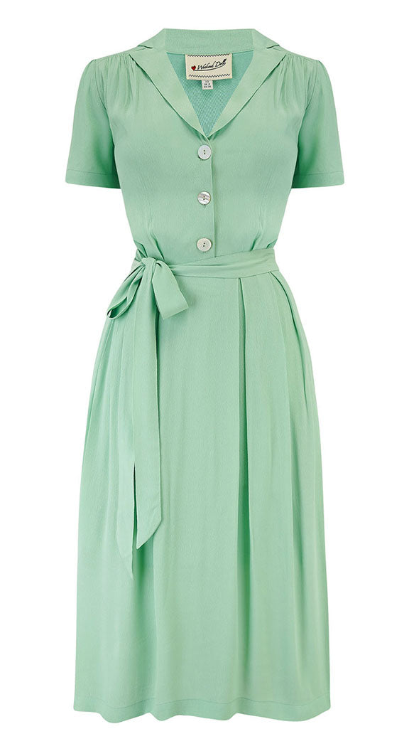 Katherine Sustainable Vintage Inspired Shirt Dress in Mint Green  | 1940s & 1950s Style | Weekend Doll 