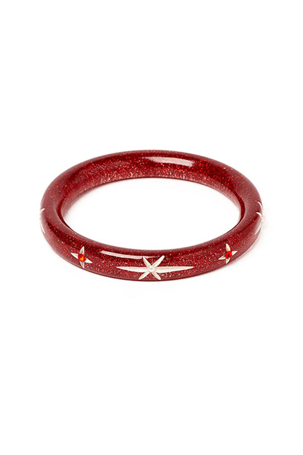 Narrow Red Glitter Snowflake Bangle | 1940s & 50s Style | Weekend Doll 