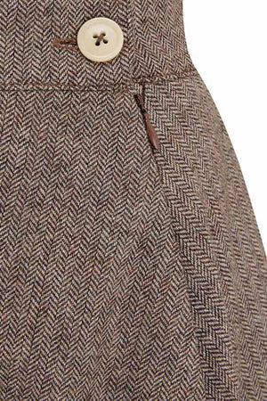 Brown Herringbone Wool Blend Skirt | 1940s-Inspired A-Line Vintage Fashion | Weekend Doll  