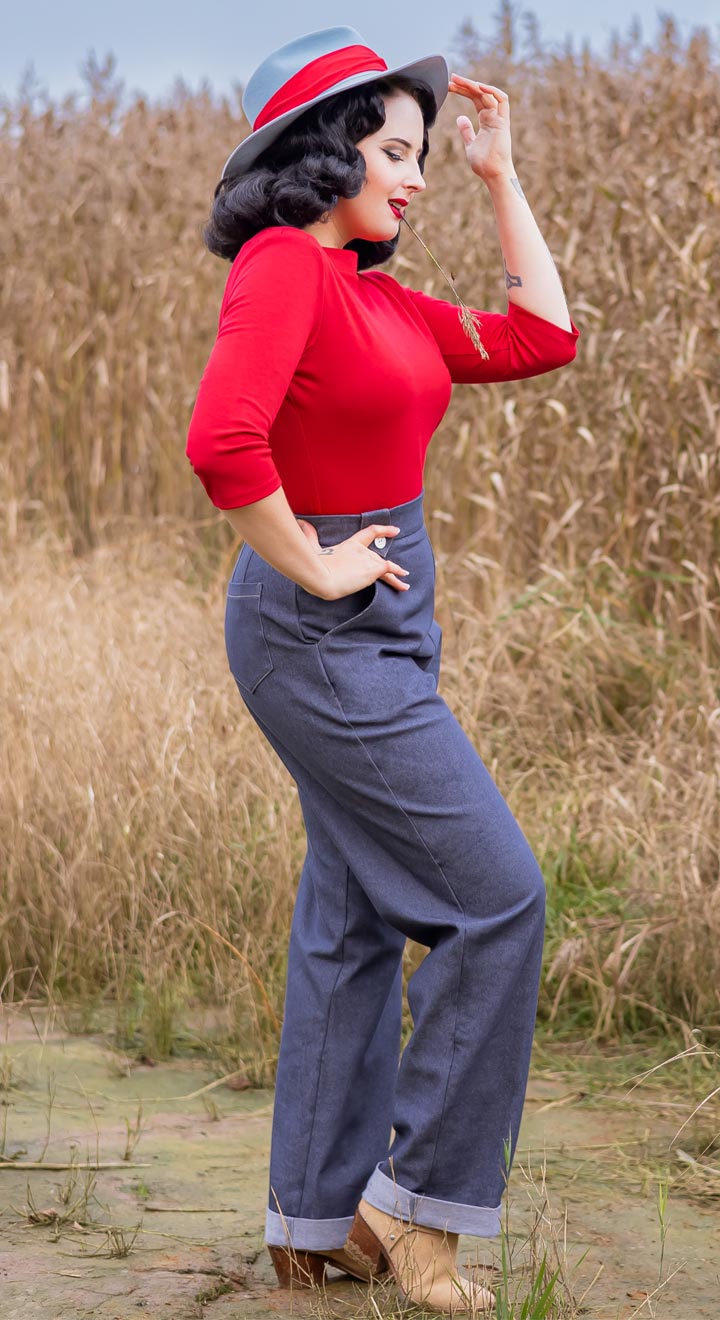 Vintage Western Style Monroe Denim Trousers  | 1930, 40s and  50s style | Weekend Doll