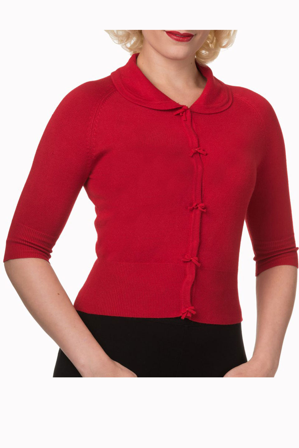 Suzy Cropped Dark Red Cardigan - Weekend Doll