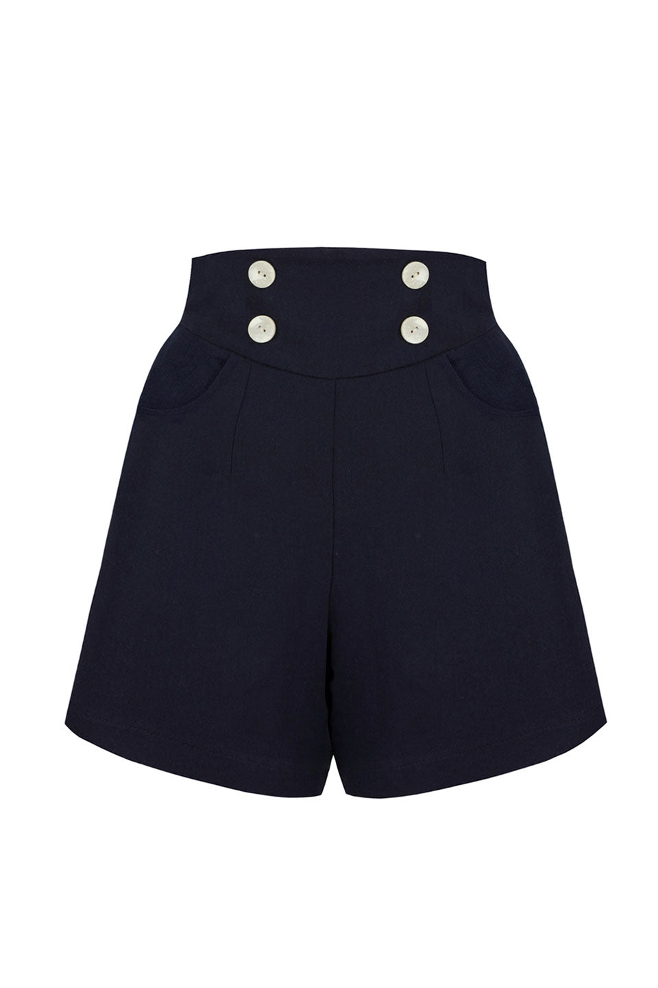  1940s Style Sailor High Waisted Shorts In Navy | Weekend Doll