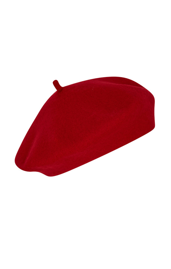 1940's Red Felt Beret popular Style Hat