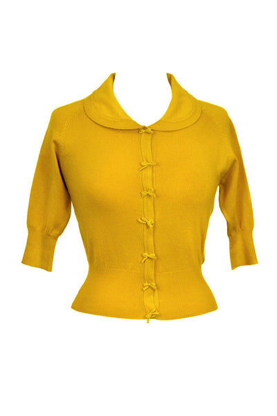 Oversized Bright Daffodil Yellow Baggy 1980's Cropped Cardigan